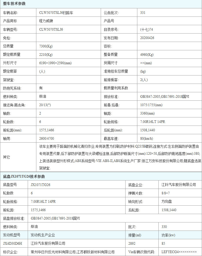 江鈴順達掃路車參數(shù)